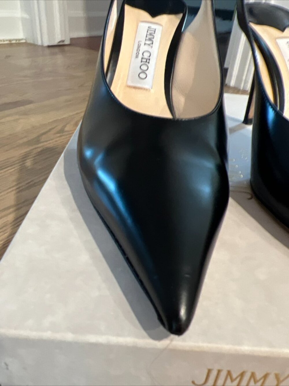 Jimmy Choo liquid Black Sling back Heels. Heel Height Approx 3inch - Picture 2 of 8